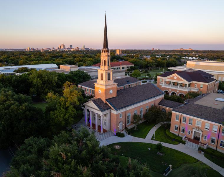 Light installations throughout the campus create a feast for the eyes while celebrating stories of faculty, staff, and student success. Photo by James Anger on October 9, 2023.