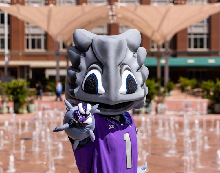 TCU Superfrog mascot in downtown Fort Worth, Texas