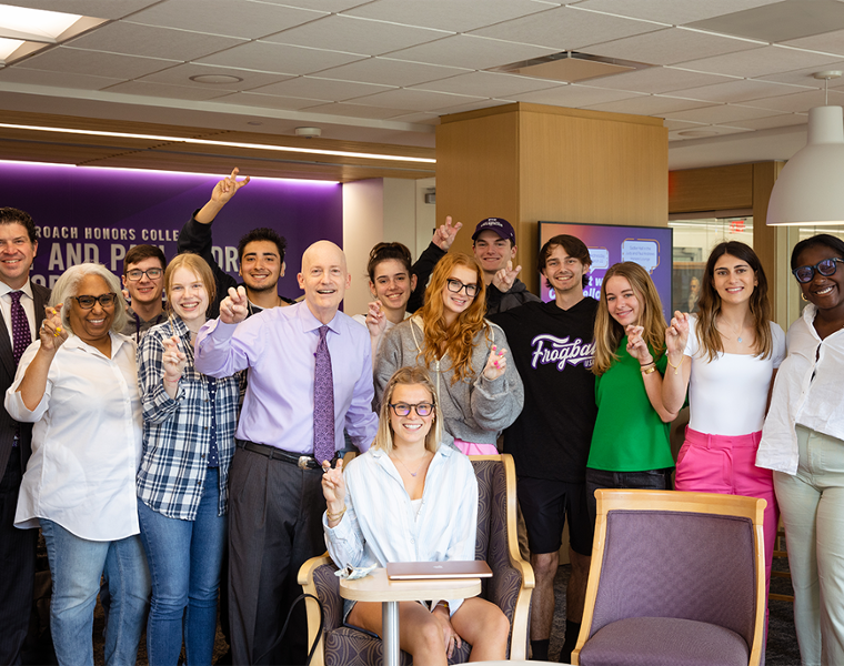 2023 students with the Chancellor and President