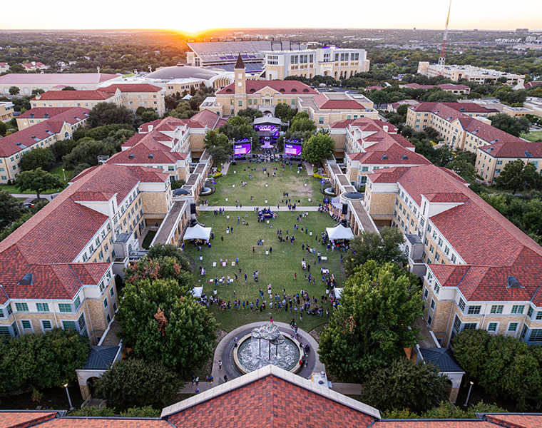 Aerial Shot of TCU Campus Commons