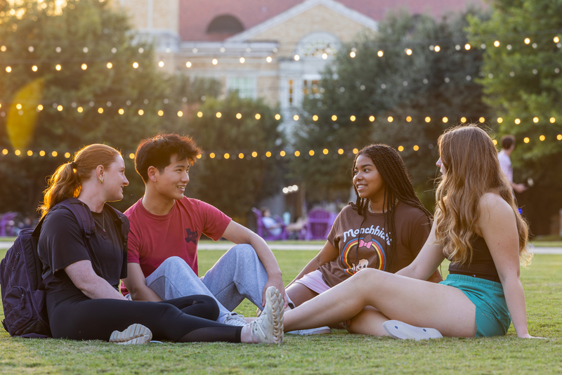 Students hanging out in the TCU Campus Commons