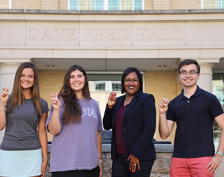 AddRan College of Liberal Arts Dean Sonja Watson with students