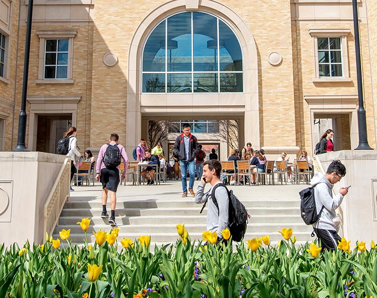 Students near library